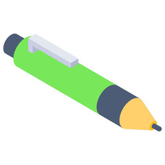 
Ballpoint isometric style icon, writing tool 

