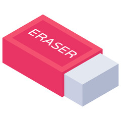 
An isometric icon design of eraser in trendy editable style 

