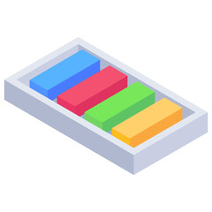 
Isometric icon of watercolour box, painting tool

