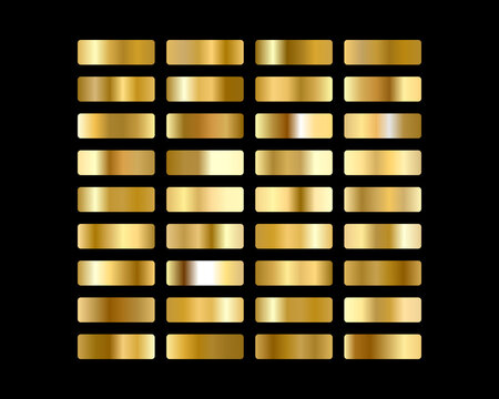 Set of gold gradients.Golden squares collection. illustration.
