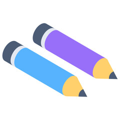 
Pencil isometric style icon, writing tool 

