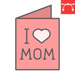 Happy Mothers day greeting card color line icon, typography and holiday, mom day card vector icon, vector graphics, editable stroke filled outline sign, eps 10.
