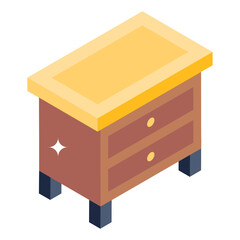 
Editable isometric design of drawer table icon

