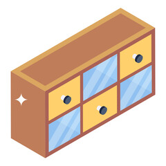 
Editable isometric design of drawer table icon

