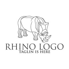 rhino mascot character, Rhino silhouette logos, emblems, badges, labels template design element.Isolated on white background.Vector illustration.