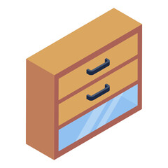 
Editable isometric design of drawer table icon

