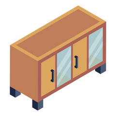 
Editable isometric design of drawer table icon

