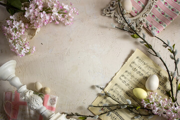 background with flowers and frame