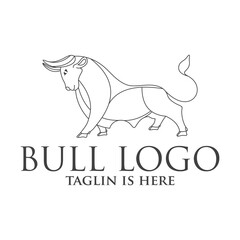 bull line toro art outline monoline linear logo vector icon, Angry Bull or Taurus Logo Mascot. Vector Illustration.