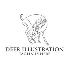 deer logo design silhouette vector, Best deer logo design, illustration and logotype. A great, elegant deer standing gracefully. Hunter logo t-shirt minimal design. Deer icon for company logo.