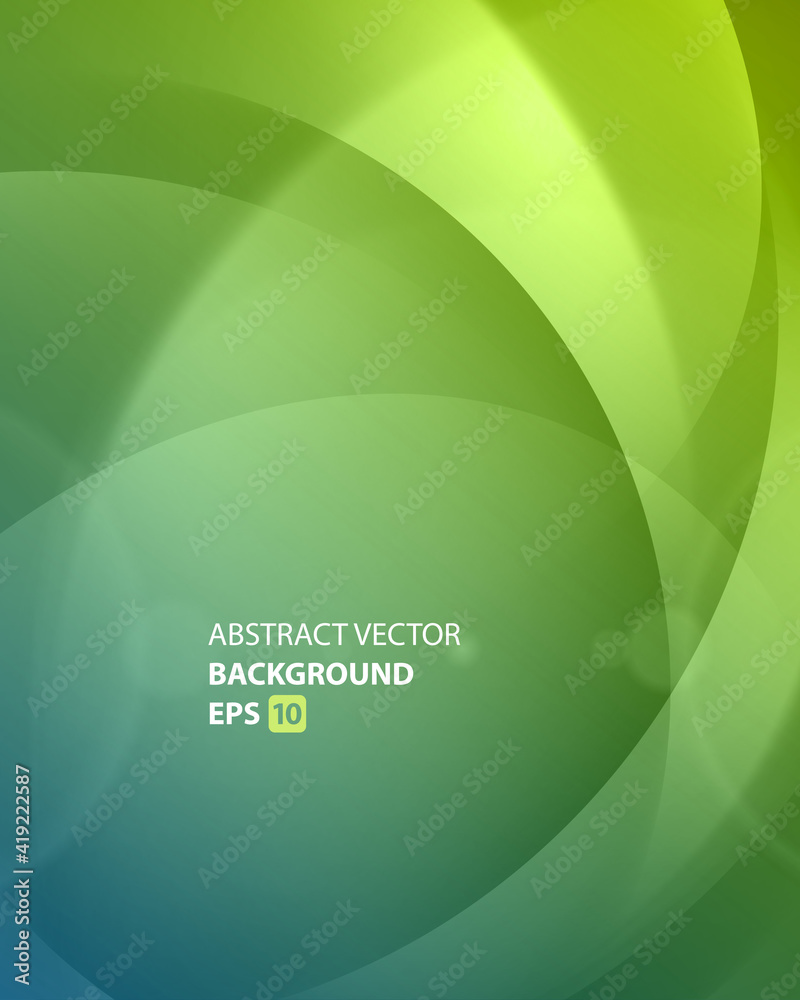 Wall mural abstract green swirl circles vector background. digital shapes geometric balls with spectacular grad