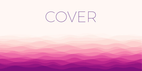 Abstract waves cover. Horizontal background with curves in red purple colors. Astonishing vector illustration.