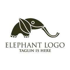 Elephant outline logo, simple vector illustration of the elephant. Elegant one line lucky elephant for children ur business usage. Outlined baby elephant, wildlife or zoo.