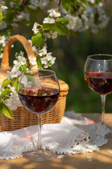 Wine Tasting Party in spring in the garden