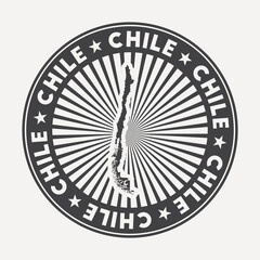 Obraz premium Chile round logo. Vintage travel badge with the circular name and map of country, vector illustration. Can be used as insignia, logotype, label, sticker or badge of Chile.