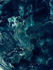 Tidewater Green wave, creative abstract hand painted dark background, marble texture