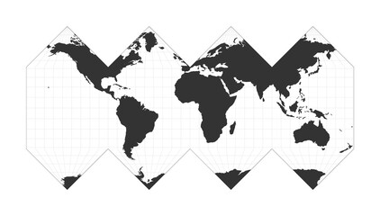 Map of The World. HEALPix projection. Globe with latitude and longitude net. World map on meridians and parallels background. Vector illustration.