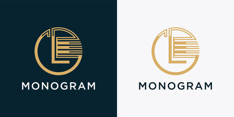 Monogram logo design template initial letter L with creative modern concept
