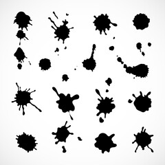  Set of Vector ink blots. Grunge design element.