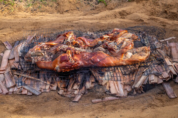 Pig Roast, Luau, Hawaii, USA.
