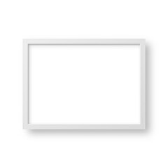Realistic picture frame isolated on white background. Blank poster mockup. Empty photo frame. Vector illustration.