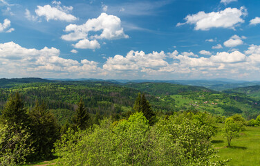 Beuatiful view from view tower on Martacky vrch hill in Javorniky mountains in Slovakia