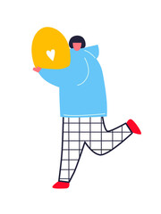 Happy Easter scene with people vector postcard. Easter street events, festival and fair, banner, poster design. Cartoon flat vector illustration.