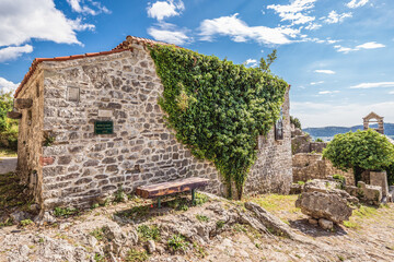 Fototapeta na wymiar Ruins of powder magazine historical fortress in Stari Bar town near Bar city, Montenegro