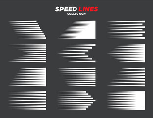 Comic speed motion lines collection. Vector illustration.