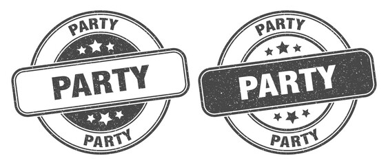 party stamp. party label. round grunge sign