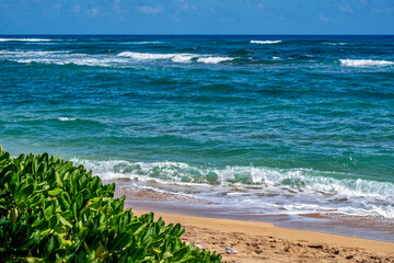 Waves crashing on Poipu beach, Kauai, Hawaii, USA.