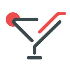 Juice glass icon. Cocktail with a straw. Flat icon. Vector illustration