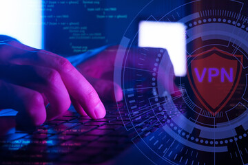 VPN, virtual private network, security encrypted connection, anonymous internet, cyber security and...