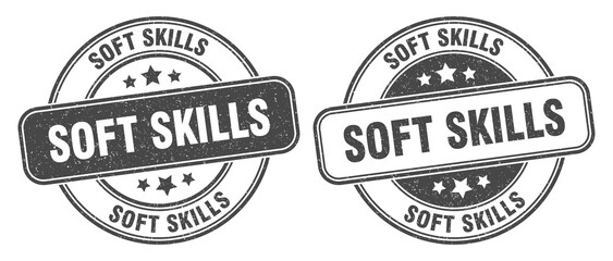 soft skills stamp. soft skills label. round grunge sign