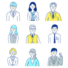 ビジネスパーソン男女9人　バストアップ　セット