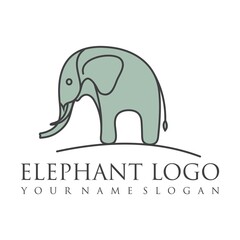 Elephant outline logo, simple vector illustration of the elephant. Elegant one line lucky elephant for children ur business usage. Outlined baby elephant, wildlife or zoo.