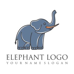 Elephant outline logo, simple vector illustration of the elephant. Elegant one line lucky elephant for children ur business usage. Outlined baby elephant, wildlife or zoo.
