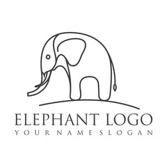 Elephant outline logo, simple vector illustration of the elephant. Elegant one line lucky elephant for children ur business usage. Outlined baby elephant, wildlife or zoo.