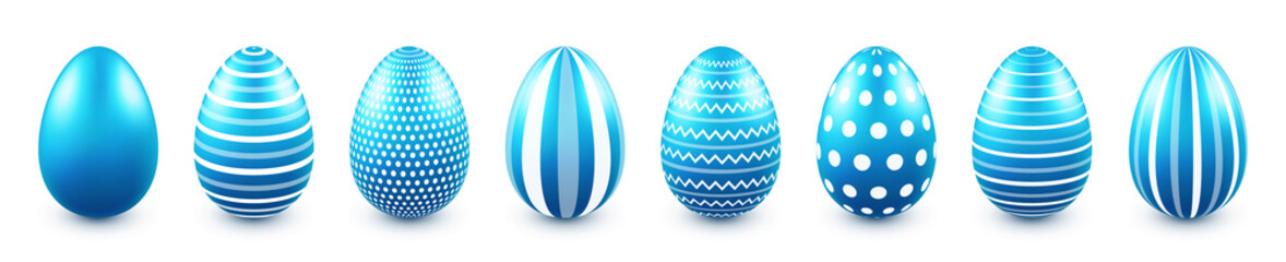 Colorful Easter eggs isolated on white background. Seasonal spring decoration element. Egg hunt game. Vector illustration.