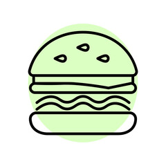 Hamburger flat icon. Pictogram for web. Line stroke. Isolated on white background. Vector eps10