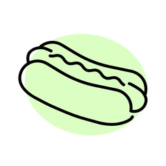 Hot dog flat icon. Pictogram for web. Line stroke. Isolated on white background. Vector eps10