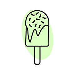 Waffle ice cream flat icon. Pictogram for web. Line stroke. Isolated on white background. Vector eps10