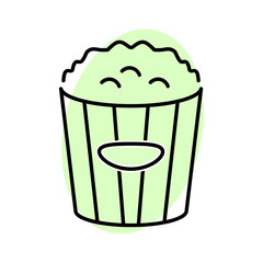 Popcorn for movie flat icon. Pictogram for web. Line stroke. Isolated on white background. Vector eps10