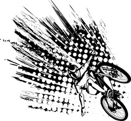 black and white vector illustration of cyclist
