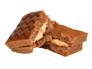 Biscuit cake sandwich isolated on the white background