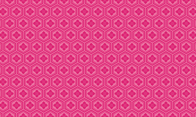和柄　亀甲模様　シームレスパターン　ピンク