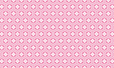 和柄　亀甲模様　シームレスパターン　ピンク