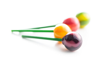 Sweet fruity lollipops.