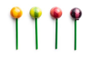 Sweet fruity lollipops.