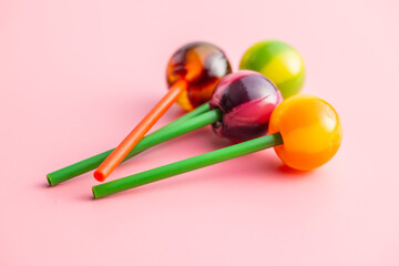 Sweet fruity lollipops.